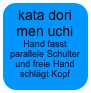 kata dori men uchi
Hand fasst parallele Schulter und freie Hand schlägt Kopf